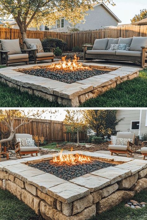 Build a DIY fire pit for your backyard to create a cozy gathering spot for relaxing evenings outdoors. #DIYFirePit #BackyardProjects Diy Gas Fire Pit, Kid Friendly Backyard, Roast Marshmallows, Cozy Gathering, Rectangular Fire Pit, Gas Fire Pit, Diy Fire Pit, Gas Fire, Backyard Projects