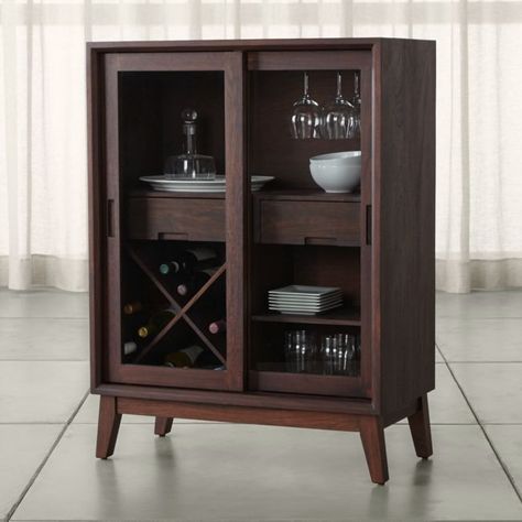 Steppe Wine Bar Cabinet Wine Crate Storage, Mid Century Bar Cabinet, Home Mini Bar, Crate Bar, Northwest Contemporary, Elegant Bar Stools, Modern Bar Cabinet, Crate Train, Barrel Bar