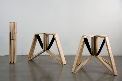 Spin on Behance Portable Stool, Foldable Stool, Foldable Furniture, Chair Design Wooden, Cnc Furniture, Foldable Chairs, Beautiful Objects, Folding Furniture, Stool Design