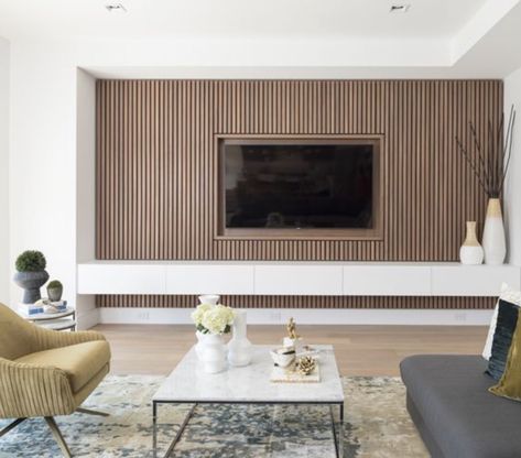 Tv Feature Wall, Wood Feature Wall, Feature Wall Living Room, Living Room Wall Units, Accent Walls In Living Room, Living Room Design Decor, Living Room Tv Wall, Living Room Accents, Living Room Inspo