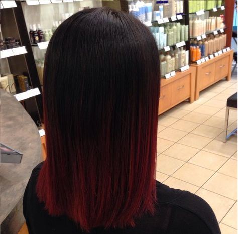 Brunette To Red Hair Ombre, Red Ombre Short Hair, Dark Brown To Red Ombre, Black To Red Ombre Hair, Black Hair Ombre, Red Balayage Hair, Red Ombre Hair, Black Hair Balayage, Short Ombre Hair