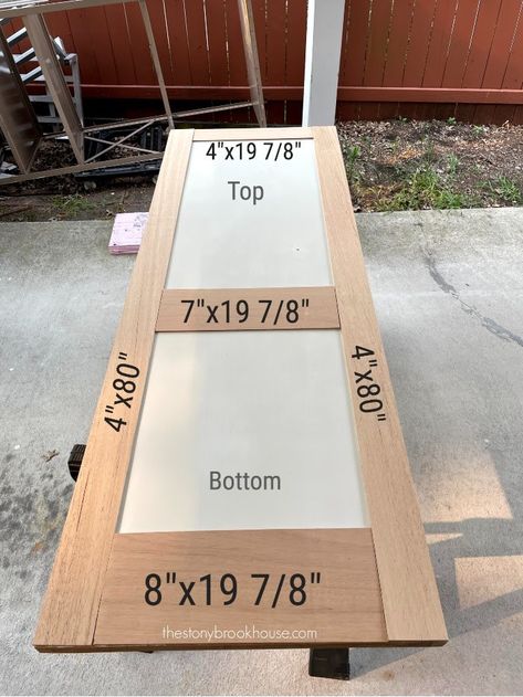 Measurements for underlayment strips on door Panel Door Makeover, Flat Panel Door Makeover, Diy Interior Doors, Craftsman Trim, Flat Panel Doors, Door Makeover Diy, Living Room Wall Decor Ideas, Closet Door Makeover, Room Wall Decor Ideas