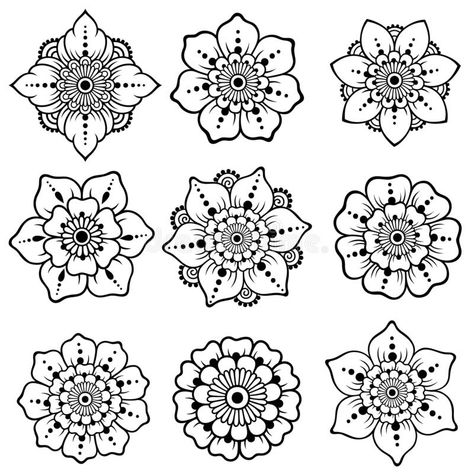 Henna Designs Pattern, Mehndi Flower Tattoo, Mehndi Flowers Design, Flower Mendhi Design, Motifs Design Pattern, Mandela Flowers, Mehndi Designs Flower, Mehndi Image, Mehndi Doodles