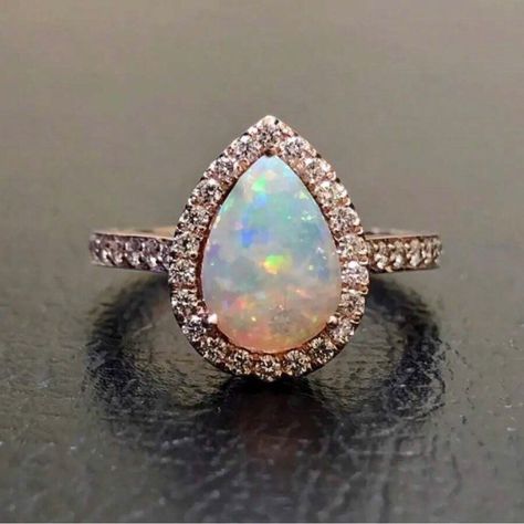 Australian Zirconia 14k Gold Plated Tarnish Free Vintage Rosegold Beauty Wow Them With This Opal Delight Promise Me Ring Comes New With Gift Box Gold Teardrop Opal Ring For Wedding, Gold Teardrop Opal Wedding Ring, Teardrop Opal Ring For Wedding, Opal Wedding Ring Set Rose Gold, Luxury Rose Gold Opal Ring For Wedding, Luxury Rose Gold Opal Ring Gift, Opal Wedding Ring Set, Opal Wedding Ring, Promise Me