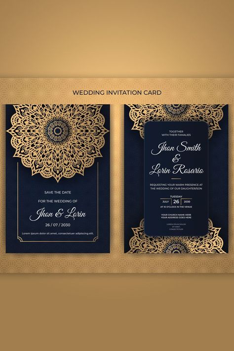 Royal Wedding Card Design, Royal Wedding Card, Weding Invitation, Mandala Wedding Invitation, Royal Background, Mandala Wedding, Royal Invitation, Golden Mandala, Digital Invitations Wedding