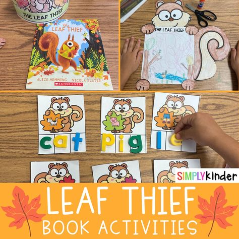 Leaf Thief Book Activities - Simply Kinder The Leaf Thief Activities Preschool, The Leaf Thief Activities, The Leaf Thief, Pumpkins Kindergarten, Phonics Printables, Sequencing Cards, Apple Activities, Name Crafts, Sequencing Activities