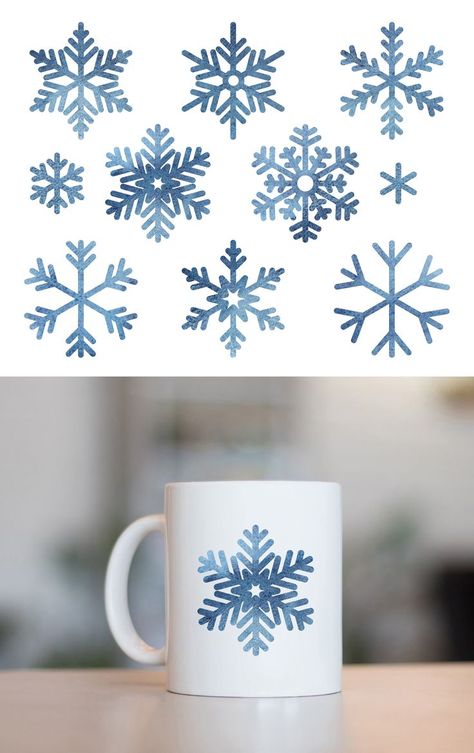 Watercolor Snowflake, Snowflake Clipart, Snowflakes Drawing, Winter Signs, Winter Watercolor, Frozen Theme, Nursery Paintings, Watercolour Inspiration, Bullet Journal Themes