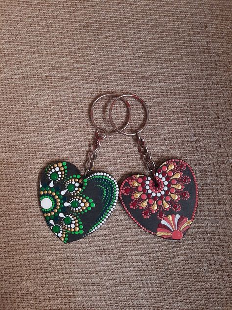 Homemade dot Mandala keychains are perfect for gifting purpose Heart shape keychain ❤ Material: MDF Size: 2 inch One side design Both side designs are available Completely varnished Accepting bulk orders DM for queries/order 😊 Anyone wanted keychains in Heart shape as a return gift of your birthday or house warming party or Gift to your loved one, DM me Homemade Keychains, Heart Shape Keychain, Mandala Dotting, Mandala Jewelry, Keychain Accessories, Return Gift, Side Design, Easy Rangoli Designs, Dot Mandala