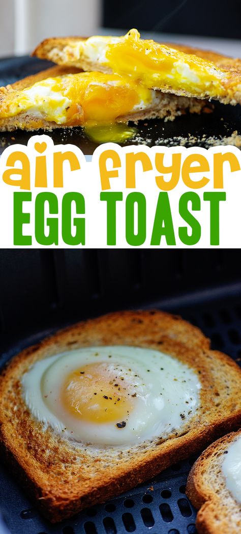 Fried Egg Toast, Airfryer Breakfast, Egg And Toast, Egg On Toast, Air Fryer Recipes Breakfast, New Air Fryer Recipes, Air Fryer Recipes Snacks, Cooks Air Fryer, Air Fried Food