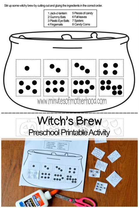 Witch’s Brew Free Printable Counting Activity For Preschoolers With Halloween… Witches Brew Alphabet Game, Witches Brew Kindergarten, Witch Activity Preschool, Witches Brew Counting Activity, Witches Brew Math Activity, Counting Activities For Preschoolers, Halloween Themed Activities, Halloween Sensory, File Folder Activities