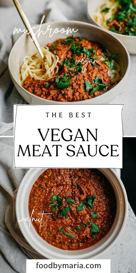 Vegan Meat Recipe, Vegan Spaghetti, Throbbing Headache, Vegan Meat, Tasty Meat, Vegan Sauces, Pasta Pasta, Vegan Pasta, Meat Sauce