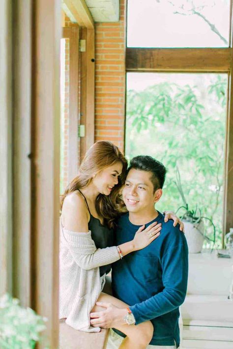 | The Top Knotters Prenup Outfit, Indoor Engagement Photos, Prenup Photos Ideas, Prenuptial Photoshoot, Prenup Shoot, Pose Prewedding, Antipolo, Pre Wedding Photoshoot Outfit, Engagement Pictures Poses