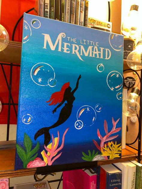 Canvas Painting Ideas Disney, Little Mermaid Painting, Expressive Drawing, Preppy Painting, Mermaid Canvas, Disney Canvas Art, Disney Canvas, Mermaid Painting, Small Canvas Paintings