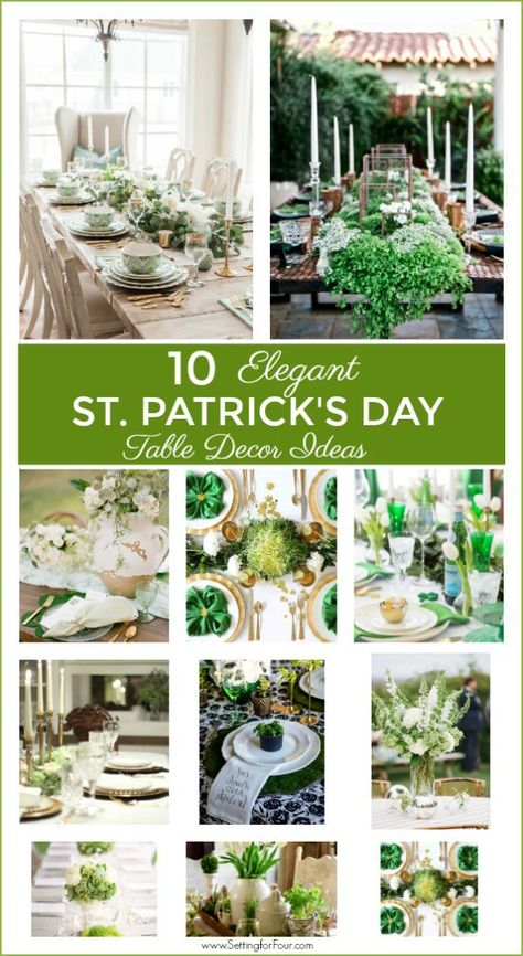 10 Elegant St Patricks Day Table Decor Ideas! Centerpiece ideas, place settings, floral ideas and more! Learn how to make a beautiful DIY Four Leaf Clover Napkin Fold too! #stpatricksday #tablescape #table #decor #ideas #elegant #centerpiece #flowers #floral #placesettings #napkinfold Easter Crafts For Preschoolers, Pot Of Gold Craft, St Patricks Day Table, St Patricks Decorations, St Patric, Crafts For Preschoolers, Elegant Centerpiece, Green Napkins, Table Decor Ideas