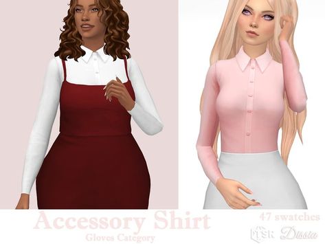 Long Sleeves Buttoned Shirt - 47 swatches Sims 4 Decades Challenge, Bodysuit Pattern, Collard Shirt, Sims 4 Teen, Buttoned Shirt, Sims 4 Mm, Sims 4 Cc Finds, Sims 4 Clothing, Sims Mods