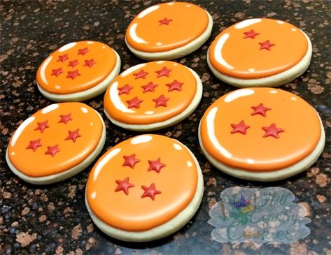 Dragon Ball Z Party Food, Dragonball Party Ideas, Dragon Ball Z Desserts, Dragon Ball Z Party Ideas Birthdays, Dragon Ball Z Cookies, Goku Birthday Party Ideas, Naruto Cookies, Dragon Ball Wedding, Dragon Ball Cake