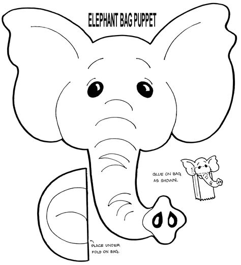 free muppet puppet patterns to print | Elephant Puppet from gwsjoeys.org.au Elephant Puppet Craft, Elephant Paper Bag Puppet, Elephant Template Printable Free, Sack Puppets, Paperbag Puppets Templates, Paper Bag Puppets Printable Free, Muppet Paper Bag Puppets, Brown Bag Puppets, Elephant Puppet