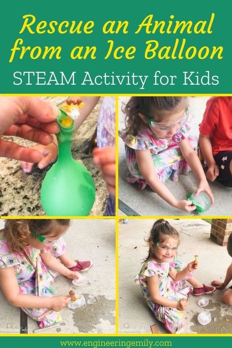 This is a fun summer activity! It's easy to set up and fun to go on the rescue mission to break the ice and free the animals! Try this fun activity with your kids today! #stemforkids #summeractivity #activityforkids #summerfun #stemathome #stemeducation #scienceexperiment #scienceforkids #ice #balloons Ice Balloons, Rescuing Animals, Steam Activity, Animal Activities For Kids, Fun Summer Activities, Steam Activities, Summer Activity, Stem For Kids, Animal Activities