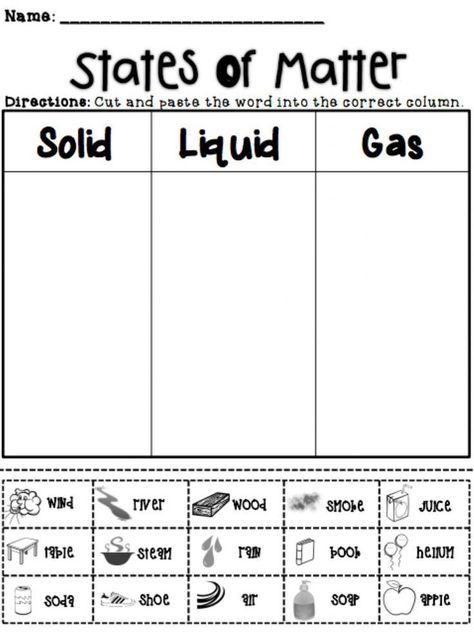 Science Matter, What Is Matter, Matter Activities, Grade 2 Science, Solid Liquid Gas, States Of Matter Worksheet, Elementary Worksheets, Matter Worksheets, Second Grade Science