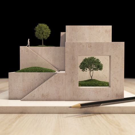 Concrete planter. on Behance Maquette Architecture, Concept Models Architecture, Architectural Sculpture, Conceptual Architecture, Architecture Concept Diagram, Arch Model, Interior Design Photography, Architecture Design Drawing, Architecture Model House