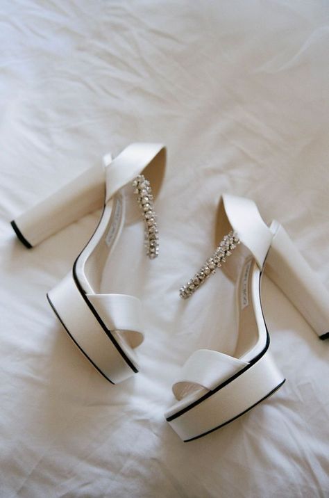 Wedding Heels Brides, Classic Wedding Shoes, Long Mermaid Prom Dresses, Mermaid Prom Dresses Long, Wedding Platform, Jimmy Choo Wedding Shoes, Bride Heels, Shoe Hacks, White Bridal Shoes