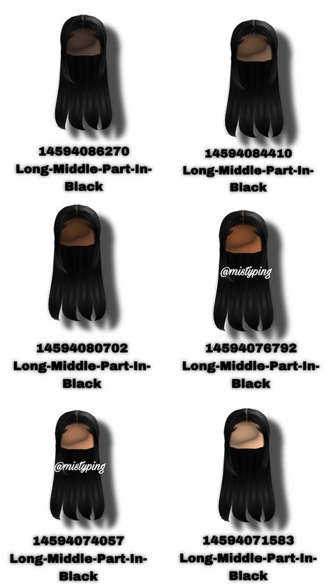 Roblox Hair Codes Black Braids, Roblox Hairstyles Codes, Long Middle Part Hair, Hair Codes Black, Roblox Baddie Outfits, Roblox Hairs, Long Middle Part, Middle Part Hair, Berry Hair