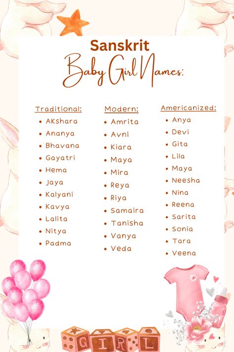 Sanskrit Names Baby Girl, Sanskrit Baby Girl Names Unique, Girls Names Unique Indian Hindu, Baby Girl Names Unique Indian, Hindu Baby Girl Names Unique, Sanskrit Names With Meaning, Hindu Girl Baby Names, Indian Girl Names, Indian Baby Girl Names