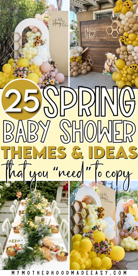 Easter Baby Shower Ideas, March Baby Shower, Spring Baby Shower Themes, April Baby Shower, Ballerina Baby Showers, Girl Shower Themes, Bee Baby Shower Theme, Bunny Baby Shower