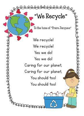 We Recycle song for your primary classroom! Earth Day Songs, Recycle Preschool, Earth Day Song, April Preschool, Recycling Activities, Circle Time Songs, Earth Week, Earth Day Projects, Kindergarten Songs