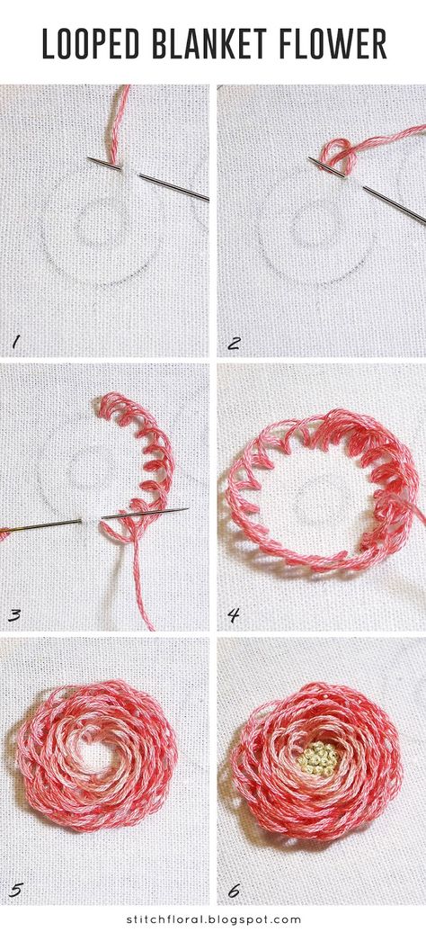 Looped blanket Sulaman Pita, Projek Menjahit, Blanket Flower, Embroidery Stitches Beginner, Hand Embroidery Tutorial, Hand Embroidery Flowers, Learn Embroidery, Pola Sulam, Embroidery Flowers Pattern