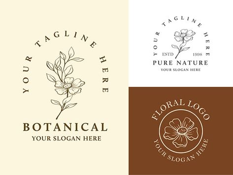 Drawn Logo Design, Hand Drawn Logo Design, Illustration Product, Hand Drawn Logo, Floral Logo, Beauty Natural, Logo Illustration, Wild Flower, Natural Organic