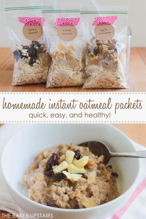 The Baker Upstairs: homemade instant oatmeal packets Homemade Instant Oatmeal, Instant Oatmeal Packets, Oatmeal Packets, Instant Oatmeal, Healthy Food Facts, Diy Spring, Oatmeal Recipes, Good Healthy Recipes, Healthy Foods To Eat