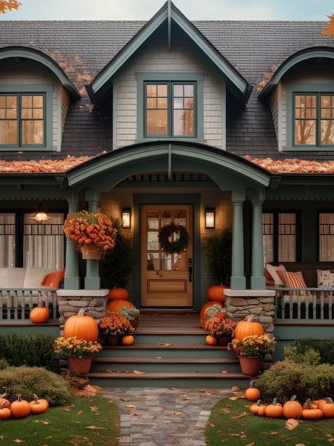 Stunning Outdoor Fall Scenes: Before the Transition to Christmas Fall Scenes, Fall Front Porch Decor Ideas, Fall House, Front Porch Decor Ideas, Fall Mums, Fall Festivities, Fall Front Porch Decor, Gazebo Pergola, Front Porch Decor