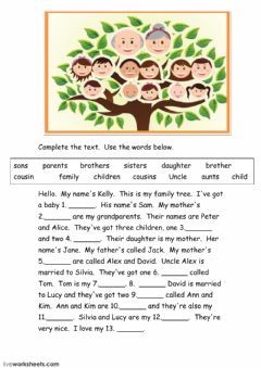 FAMILY TREE Language: English Grade/level: PRE-A1 School subject: English as a Second Language (ESL) Main content: The family Other contents: CONTRACTIONS Family Tree Activity, Family Tree Worksheet, Family Worksheet, English Exercises, Teaching English Grammar, English Grammar Worksheets, English Worksheets For Kids, Family Reading, English Language Teaching