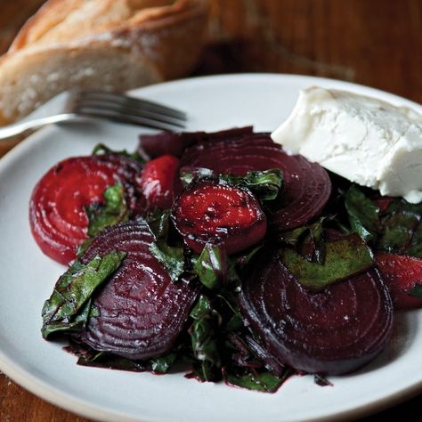 A&M: When Amy N-B told her husband that she came up with this dish as an homage to a simple French peasant dinner, he teased her: "What peasants eat Bucheron cheese and drink Muscadet with their beets?" "Um, French ones?" Well, in our next life, we'd like to be French peasants, or at least eat like them. We have a soft spot for beet recipes that utilize both the sweet root and minerally tops. Here, Amy N-B has you caramelize slices of yellow and red beets (we used four large beets total; might Beets Recipe, Peasant Food, Beet Recipes, Beet Greens, Roasted Beets, Food 52, Dinner Tonight, Beets, Vegetable Recipes