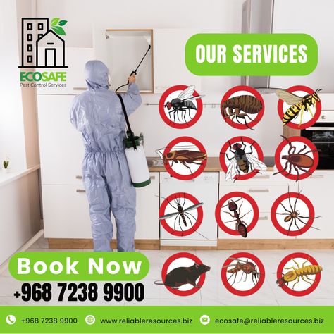 Are pests invading your home or office? Our professional pest control services are designed to tackle all types of infestations, ensuring a safe and healthy environment for you and your loved ones. From termites to rodents, we’ve got you covered! Our Services: 🪲 Beetle Control 🐭 Rodent Control 🪰 Fly Control 🐜 Termite Control ...and more! ✅ Eco-friendly solutions ✅ Trained professionals ✅ Satisfaction guaranteed 📞 Contact us at +968 7238 9900 or +968 7237 9900 📧 Email us at ecosafe@reliable... Fly Control, Pest Prevention, Rodent Control, Termite Control, Pest Control Services, Muscat, Home Safety, Healthy Environment, Our Services