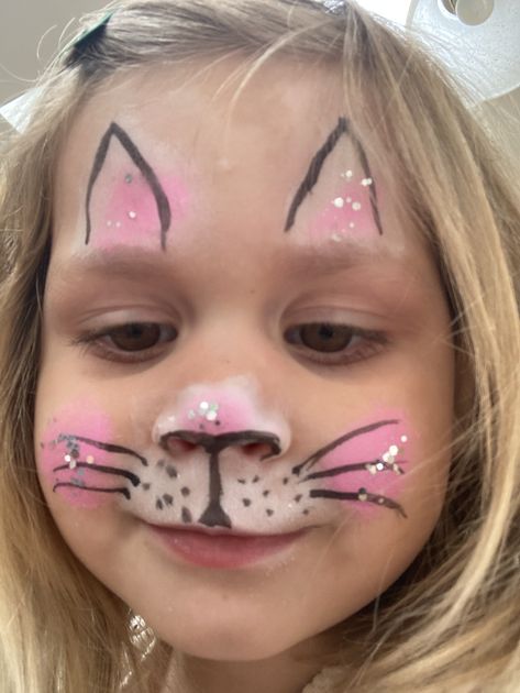 Kitty Face Paint Simple, Bunny Face Paint Easy, Cute Face Paint Ideas For Teens, Cat Face Painting For Kids, Face Paint Cat, Cat Face Paint Easy, Cat Face Painting, Bunny Face Paint, Cat Face Paint