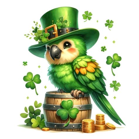 Happy Patrick, Archery Poses, St Patricks Day Pictures, St Patricks Day Clipart, Saint Patricks Day Art, Cute Parrot, Happy Patrick Day, St Patrick's Day Decorations, Paper Animals