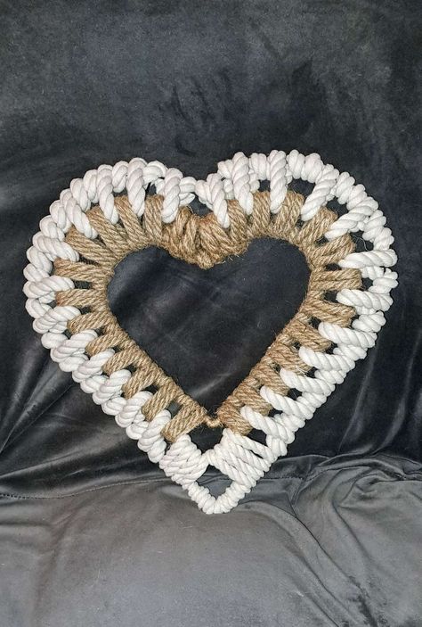 Dollar Store Heart Wreath, Dollar Tree Wire Heart Wreath Diy, Dollar Tree Crafts Diy, Heart Macrame, Chunky Yarn Heart Wreath, Heart Wreath Diy, Rope Wreath Diy, Wicker Heart Wreath, Valentine Yarn And Ribbon Wreath