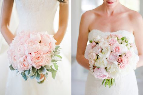 Soft-and-Romantic-Wedding-Bouquets Wedding Flowers Greenery, Wedding Flowers Hydrangea, Wedding Flowers Sunflowers, Wedding Flowers Peonies, Simple Wedding Flowers, Peony Bouquet Wedding, Romantic Wedding Flowers, White Roses Wedding, Blush Wedding Flowers