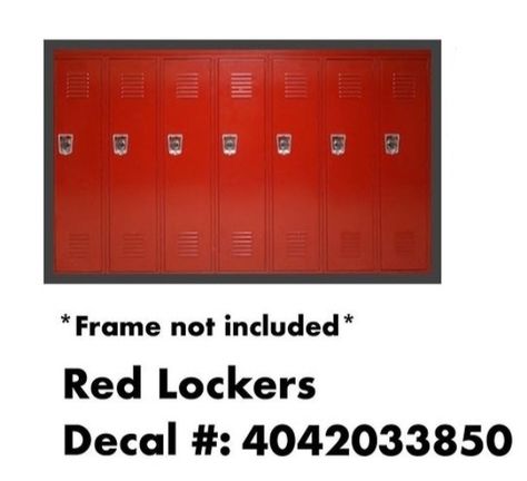 {Not Mine!} Bloxburg Lockers Decals, Bloxburg School Locker Decal Codes, Bloxburg Lockers, Locker Decals Bloxburg, Locker Codes Bloxburg, Bloxburg Highschool Decals, Bloxburg High School Sign Decals, Bloxburg School Poster Decals, Bloxburg High School Decals Logo