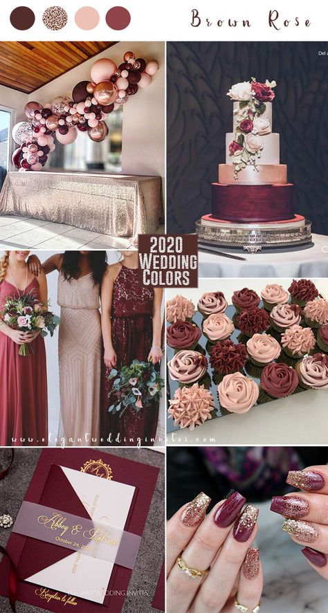 Wedding Rose Gold Theme, Gold And Burgundy Wedding, Rose Gold Wedding Decor, Rose Gold Theme, Red Wedding Invitations, Gold Wedding Colors, Wedding Color Trends, Maroon Wedding, Gold Wedding Theme