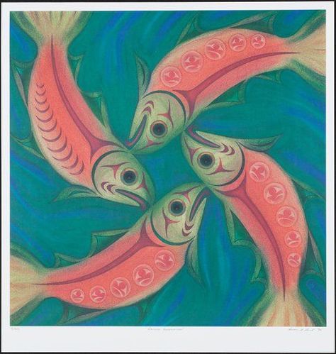 "Salmon Homecoming" by Susan Point (Coast Salish). Salmon Art, Coast Salish, Seattle Art Museum, Haida Art, Asian Art Museum, Seattle Art, Inuit Art, Northwest Coast, Native American Artists