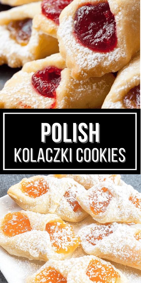 Kolacky are traditional Polish cookies made with a cream cheese cookie base and filled with sweet jam. They are beautiful to look at, have delicious fillings are seriously addictive. Kolachky Cookie Recipe, Kolache Cookie Recipe, Kolacky Cookies, Kolaczki Cookies Recipe, Kolaczki Cookies, Cream Cheese Cookie, Polish Cookies, Kolache Recipe, Cream Cheese Cookie Recipe