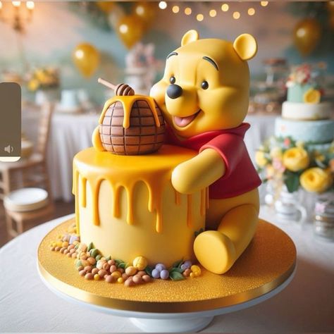 Winnie The Pooh Cake Ideas, Poo Cake, Birthday Party Cake Ideas, Party Cake Ideas, Birthday Cake For Women Simple, Tigger And Eeyore, Winnie The Pooh Birthday Party, Pooh Birthday Party, Spa Cake