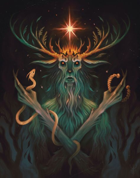 Devin Forst - Horned God Celtic Deities, Celtic Decor, Roman Characters, Horned God, Dark Cave, Celtic Gods, Pagan Gods, Pagan Art, Magical Art