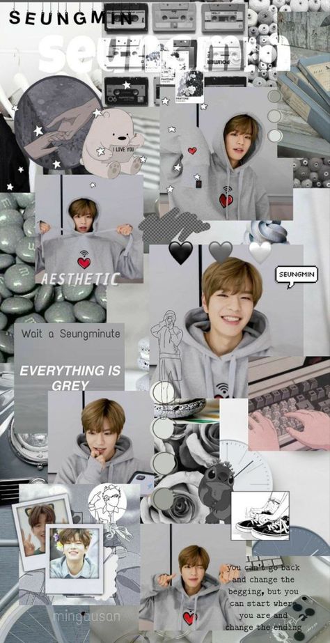 #wallpaper #kpop #jyp #skz #seungmin Skz Collage, Cool Kpop Wallpapers, Seungmin Wallpaper, Straykids Aesthetic, I Love You Puppy, Binder Cover Templates, Skz Seungmin, Kpop Iphone Wallpaper, Cute Lockscreens