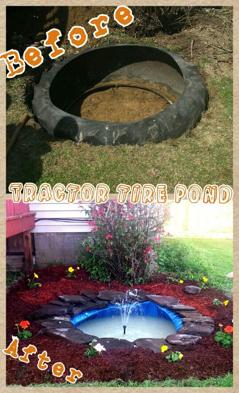 Tractor tire pond Tractor Tire Pond, Tire Pond, Tire Garden, Goldfish Pond, Garden Ponds, Diy Pond, Tractor Tire, Diy Garden Fountains, Summer Mantle