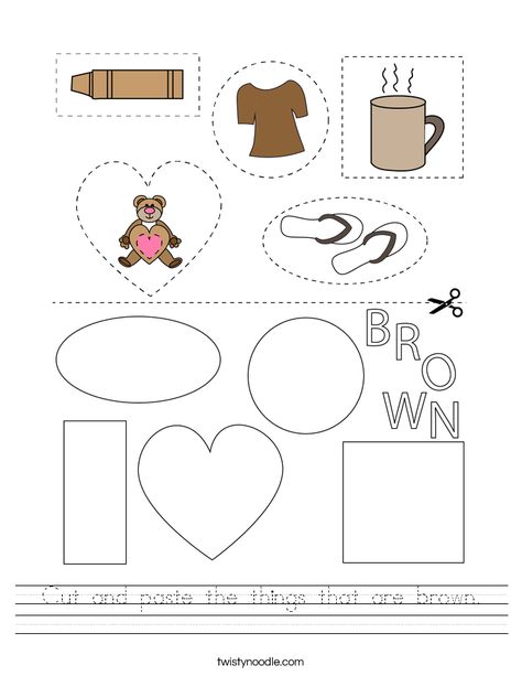 Color Brown Activities For Toddlers, Transportation Worksheet, Twisty Noodle, Daycare School, Cut And Paste Worksheets, Preschool Tracing, Holiday Lettering, Worksheets For Preschool, Preschool Themes