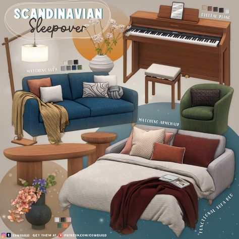 With this set that comes with many swatches, you can create Scandinavian living room for your sims in many different styles. The sofa can transform into a sofa bed (by manually going into buy mode😸) Now it is time to call your sims' friends to have a sleepover! All items are base-game compatible.

Sims 4 Downloads / ts4 / ts4cc / ts4 clutter / ts4 furniture / sims 4 sofa / sims 4 bed / sofa bed / armchair / piano / cute / scandinavian / beautiful Sims 4 Furniture Cc Base Game, Sims 4 Furniture Cc Maxis Match Base Game, Ts4 Cc Buy Mode, Sims 4 Items Furniture, Buy Mode Cc Sims 4, Sims 4 Cc Backyard Decor, Sims 4 Sofa Cc Maxis Match, Ts4 Furniture Cc Set, Sims 4 Base Game Cc Furniture